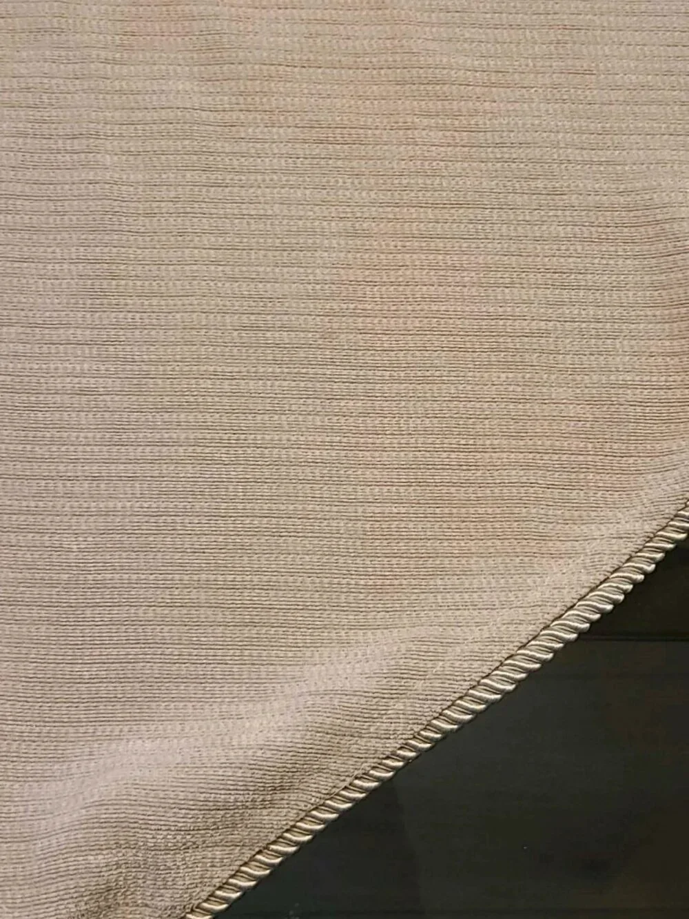 Vintage Beige Corduroy 5 piece Ascot Valance Panels & Double Rod Curtain Set